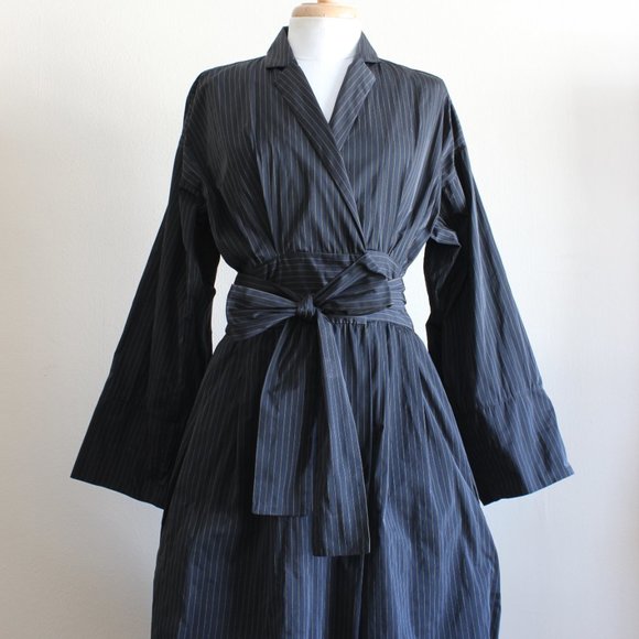 Odeeh Belted Pinstripe Wrap Dress - Picture 6 of 16